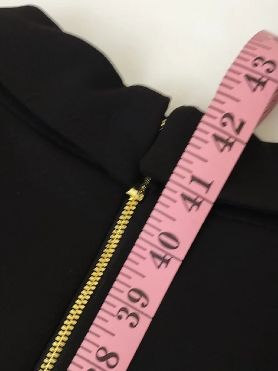 Calvin Klein Black Long Sleeve Midi Sheath Dress Gold Zipper Size 12 - Picture 14 of 15